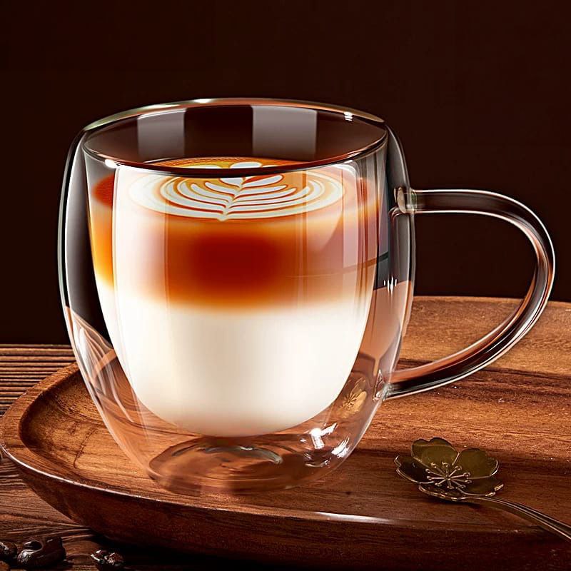 مج زجاج دبل شفاف 200 ملل للقهوة والشاي