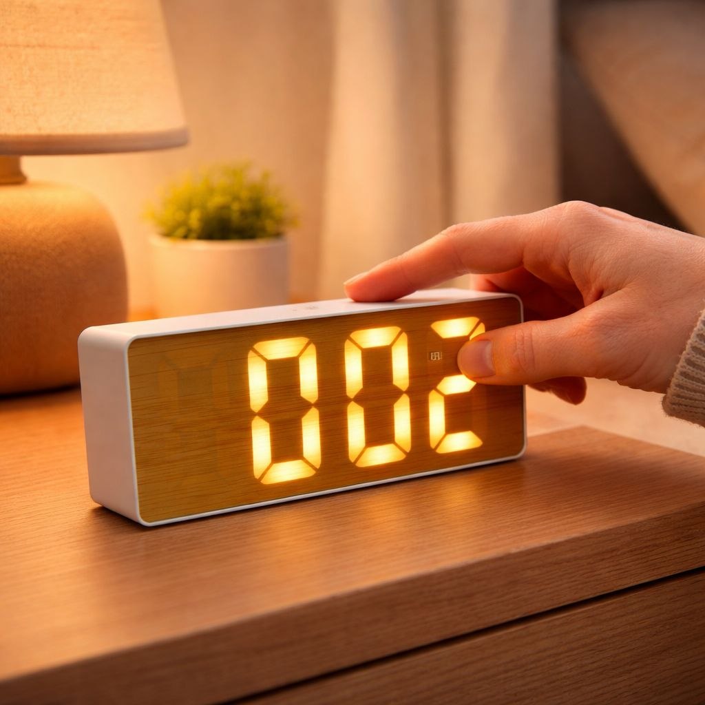 ساعة منبه ديجيتال لعرض الوقت ودرجة الحرارة بيو اس بي