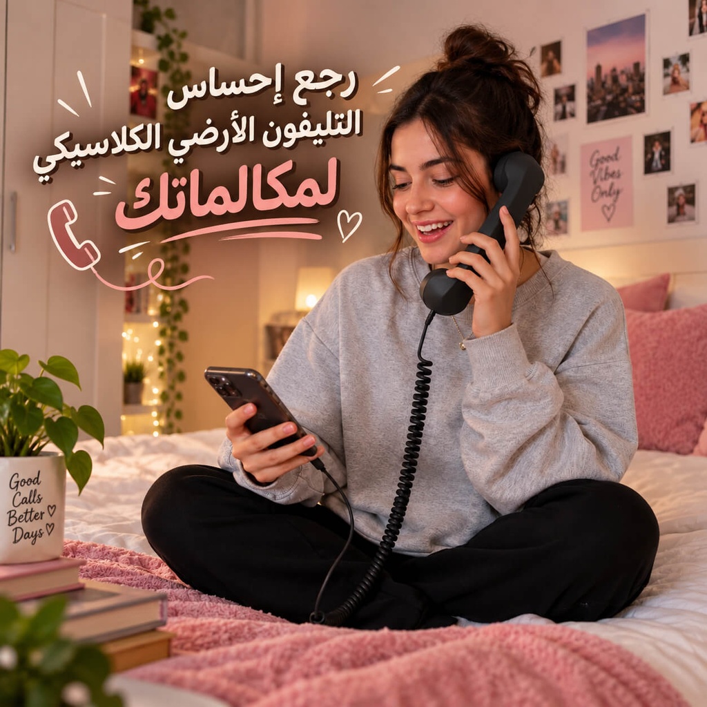 سماعة هاتف ريترو سلكية  للمكالمات مع تحكم في مستوى الصوت