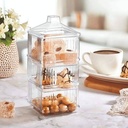 بونبونيرة 3 دور لتقديم الكاندي والمكسرات قابلة للفصل بغطاء للحفاظ علي المحتويات