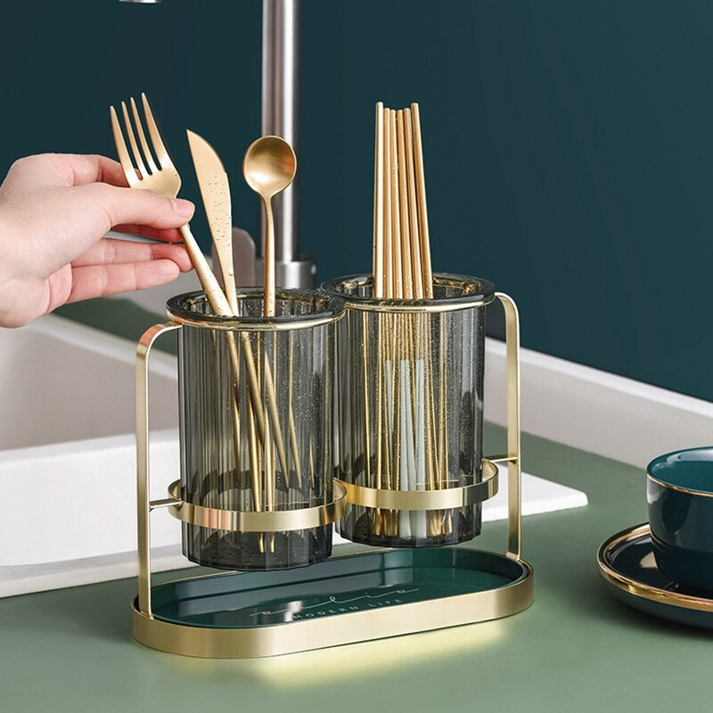 حامل ومصفاة انيق للمعالق والشوك والسكاكين بصينية قابلة للفك