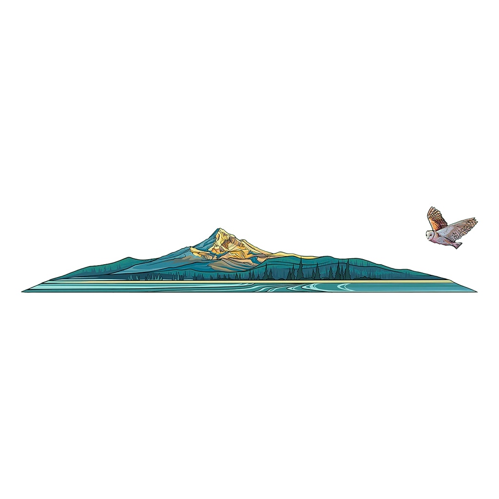 Owl Mountain Vinyl Sticker Reusable &amp; Waterproof For Water Bottles