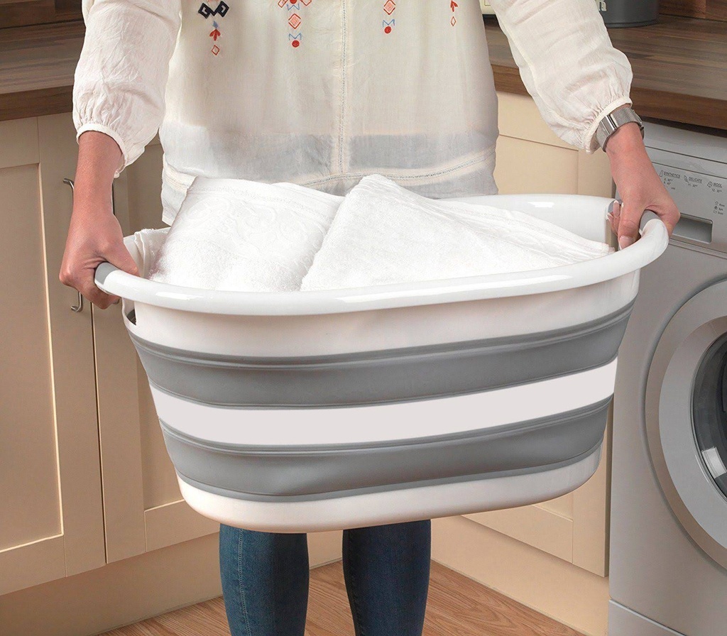 باسكت غسيل سيليكون يحمل حتي 38 لتر قابل للطي وبيد لسهولة الحمل