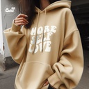 More Self Love  هودي اوفر سايز قطن باللون البيج