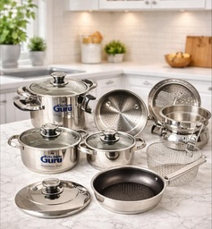 [HH00018916] طقم حلل استانلس ستيل تركي للطهي 22 قطعة