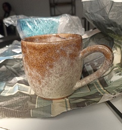 [HH00019241] مج فخار عسلي مموه للشاي والقهوة والمشروبات الساخنة