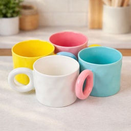 [HH00019655] مج بورسلين بتصميم مموج ويد دائرية مناسب لشرب النسكافية والاتيه 350 ملي