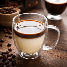 [HH00019796] مج زجاج شفاف دبل للشاي واللبن والنسكافيه 350 ملي