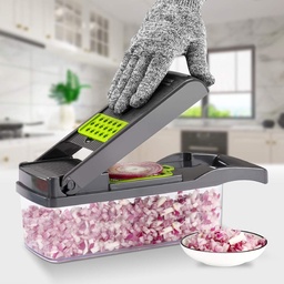 [HH00002559] قطاعة ومبشرة للخضراوات والفواكه والجبن 8 رؤوس مع صفاية وعلبة عملية وسهلة الاستخدام