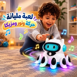 [HH00035974] لعبة روبوت كهربائي متحرك بإضاءة وموسيقى ورذاذ ماء للأطفال
