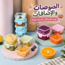 [HH00036180] طقم علب ميني للصوصات والكاتشب بغطاء محكم مانع للتسريب سعة 60 مل 4 قطع