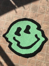 [HH00005858] Green Face Emoji Fluffy Bedroom Rug