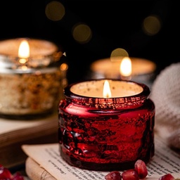 [HH00007479] شمع معطر في برطمان زجاج منقوش بغطاء لديكور البيت وإضافة اجواء هادئة ورومانسية