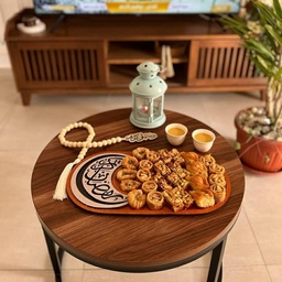 [HH00009663] صينية رمضان كريم خشب بهلال لتقديم لتقديم الحلويات والمشروبات الرمضانية