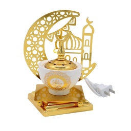[HH00009672] مبخرة رمضان مبارك كهربائية من البورسلين والنحاس لأستقبال الشهر الكريم
