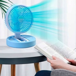[HH00013370] مروحة مكتب ليد بتصميم مبتكر قابل للطي والدوران مع 3 سرعات يعمل بالشحن
