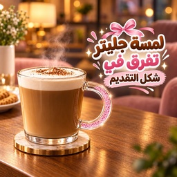 [HH00013497] مج زجاج شفاف بيد جليتر 450 ملي لشرب وتقديم المشروبات بشكل شيك