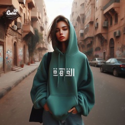 هودي &quot;القاهرة&quot; اوفر سايز قطن للنساء باللون الاخضر