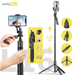 [HH00015387] ترايبود دوار 360 بقاعدة ثلاثية وطول قابل للتعديل مع مقبض متحرك للتصوير البانورامي - 153 سم