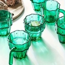مجموعة اكواب زجاجية علي شكل صبار بيد 4 قطع لشرب و تقديم العصائر و المشروبات الساخنة 250 ملي 