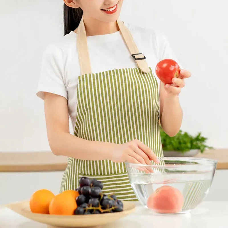 مريلة مطبخ من الكتان مقاوم للماء للحفاظ علي الملابس من المياه والزيوت