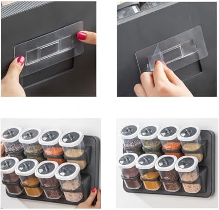 طقم توابل 8 علب شفافة للاستخدام بستاند أو التعليق على الحائط