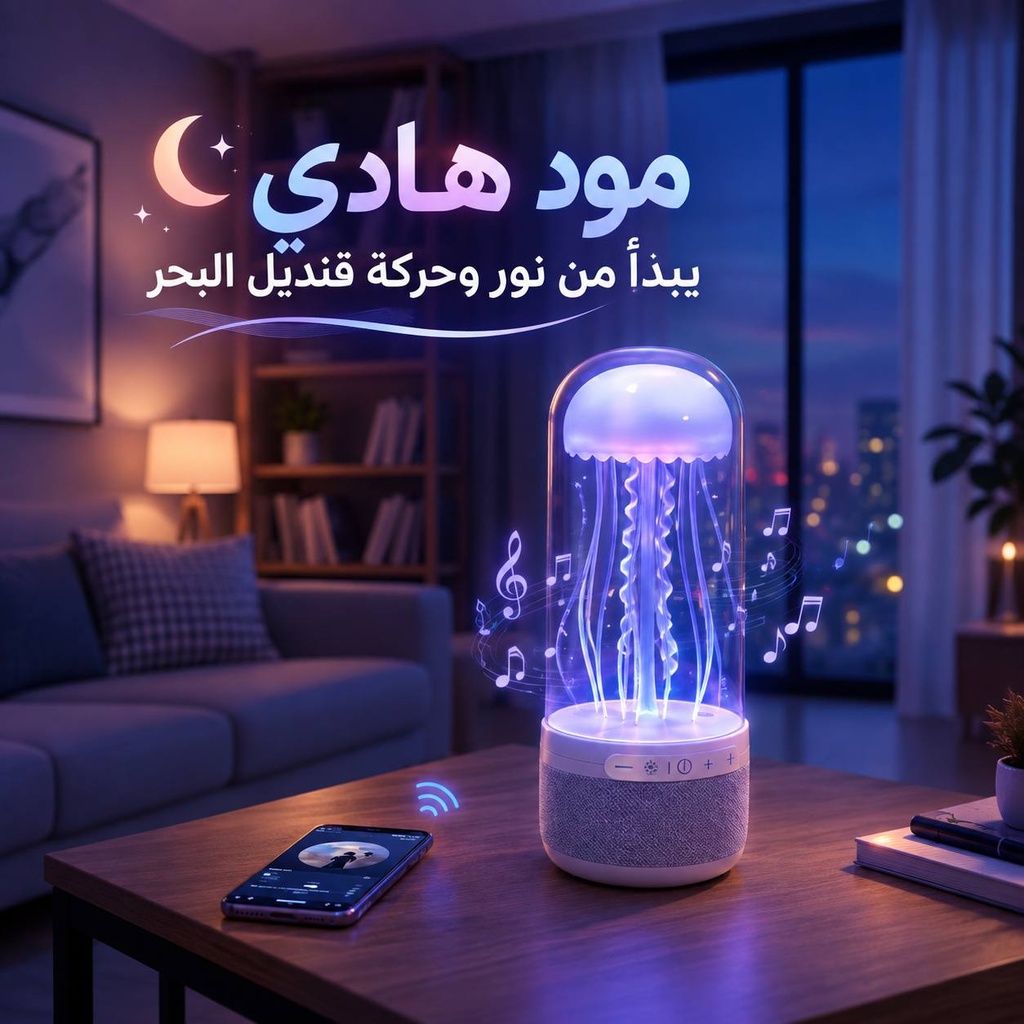 اباجورة قنديل البحر المتحرك 2*1 مع سبيكر صوت بلوتوث