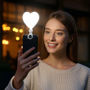 رينج لايت بتصميم قلب ب 3 اضاءات مع مشبك للتعليق بيو اس بي للشحن