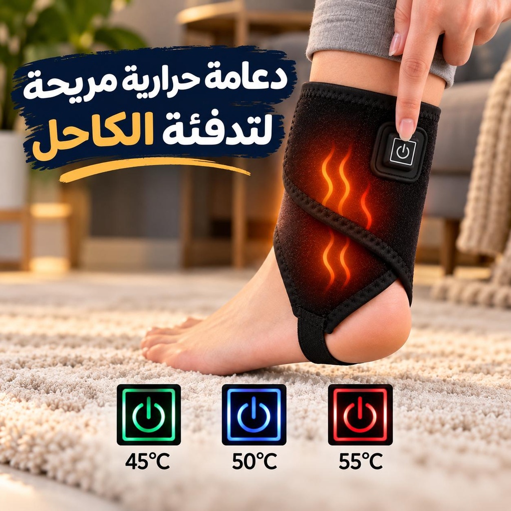 دعامة حرارية لتدفئة الكاحل 3 مستويات حرارة تعمل بيو اس بي