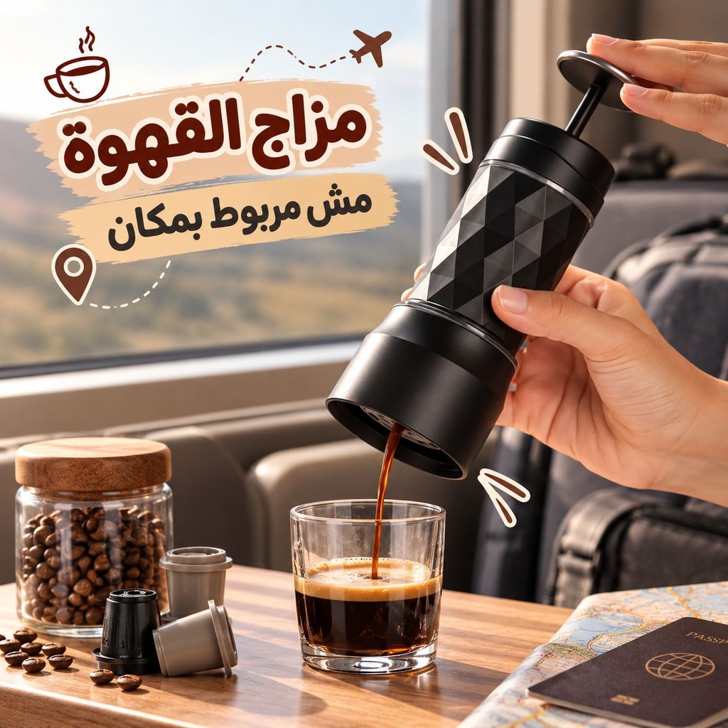 ماكينة اسربيسو  يدوية محمولة 3 * 1 تعمل بالكبسولات والقهوة المطحونة