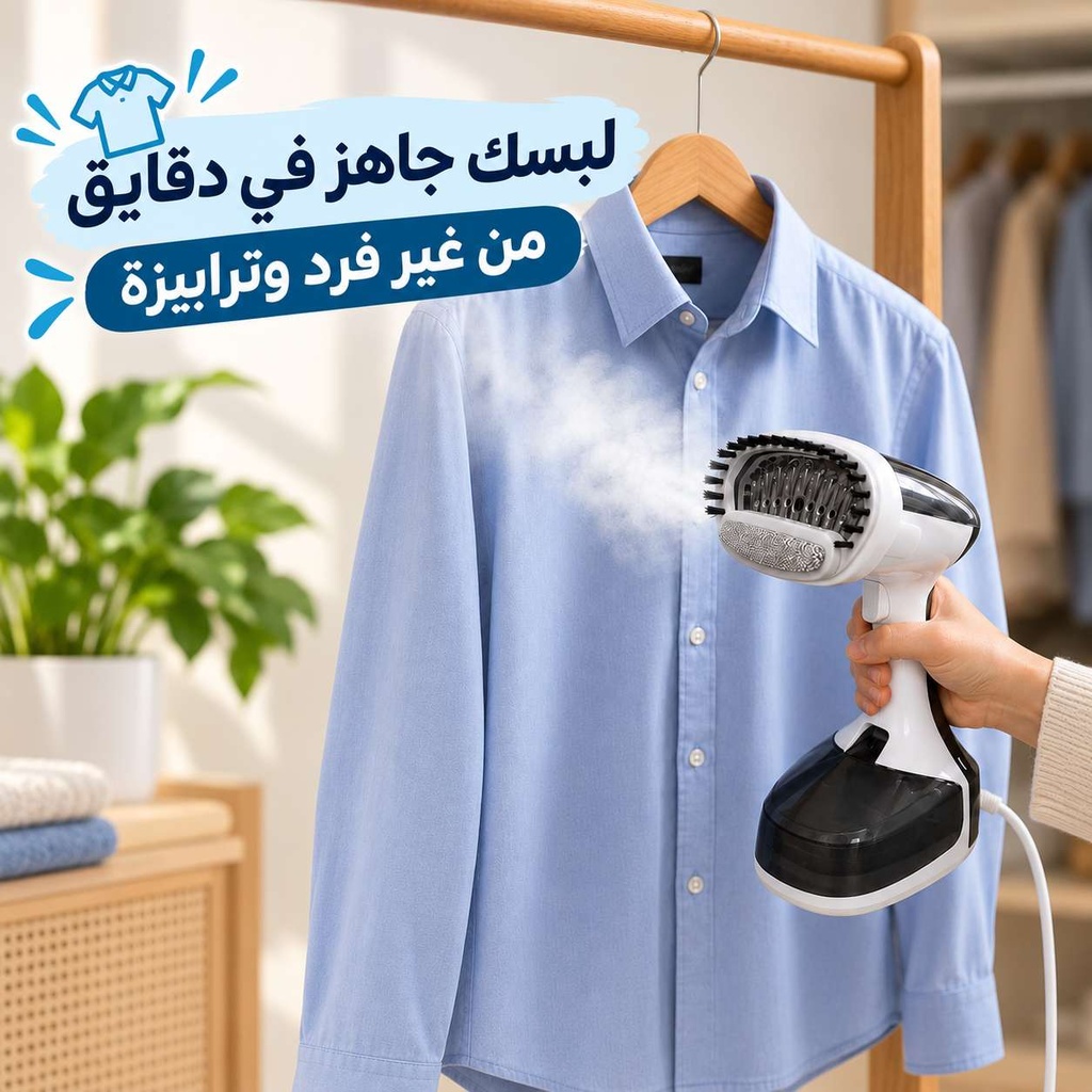 مكواة بخار محمولة للملابس والستائر 1500 وات بخزان 200 مل