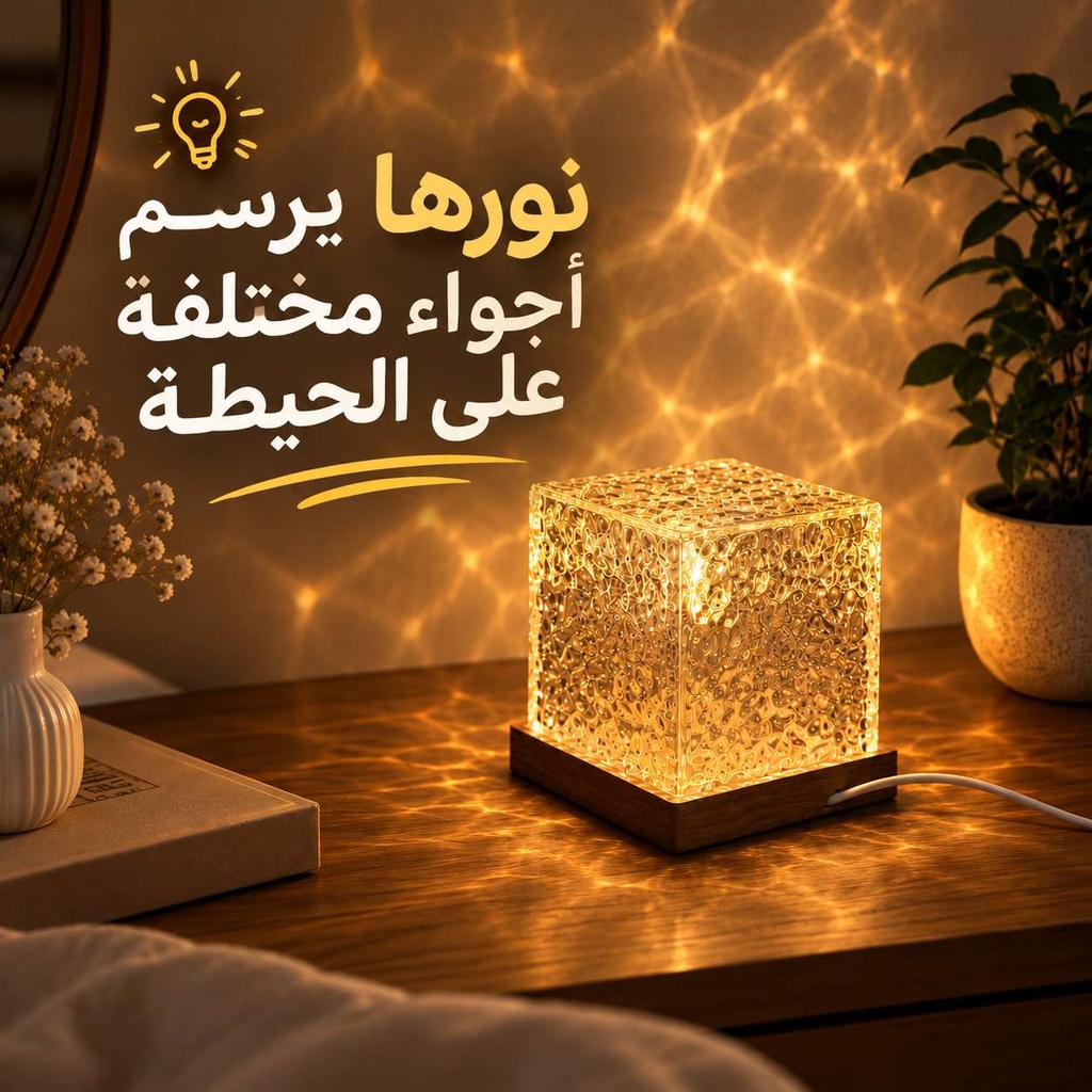 اباجورة تاتش كريستالية بتأثير تموجات الماء ب 3 الوان مختلفة