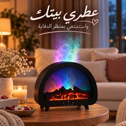 [HH00019994] فواحة مضيئة علي شكل دفاية ثري دي مع ريموت للتحكم بخزان 200 ملي لتعطير المنزل