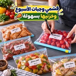 [HH00008652] مجموعة أكياس 20 قطع لحفظ وتخزين طعام محكمة الغلق للثلاجة والفريزر قابلة لإعادة الأستخدام