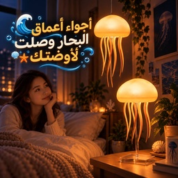 [HH00016143] اباجورة ليد شكل قنديل بحر متحرك باضاءة الوان مختلفة - يعمل بالشحن