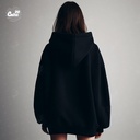 Only One هودي اوفر سايز قطن بكابيشو باللون الاسود  للرجال والنساء
