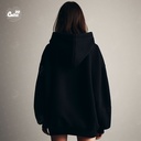Moodهودي اوفر سايز قطن بكابيشو باللون الاسود للرجال والنساء