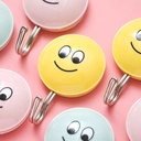 طقم هوك لاصق 2 قطعة شكل سمايل فيس لتعليق المفاتيح والكابات