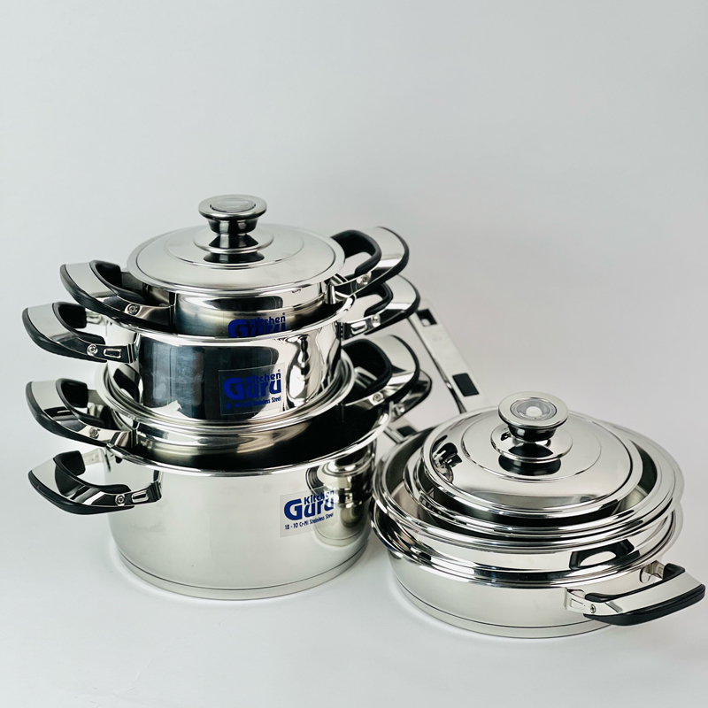 طقم حلل استانلس ستيل للطهي 22 قطعة