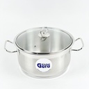 حلة استانلس استيل بغطاء زجاجي ويدين لسهولة الحمل  - مقاس 24سم