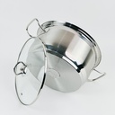 حلة استانلس استيل بغطاء زجاجي ويدين لسهولة الحمل  - مقاس 24سم