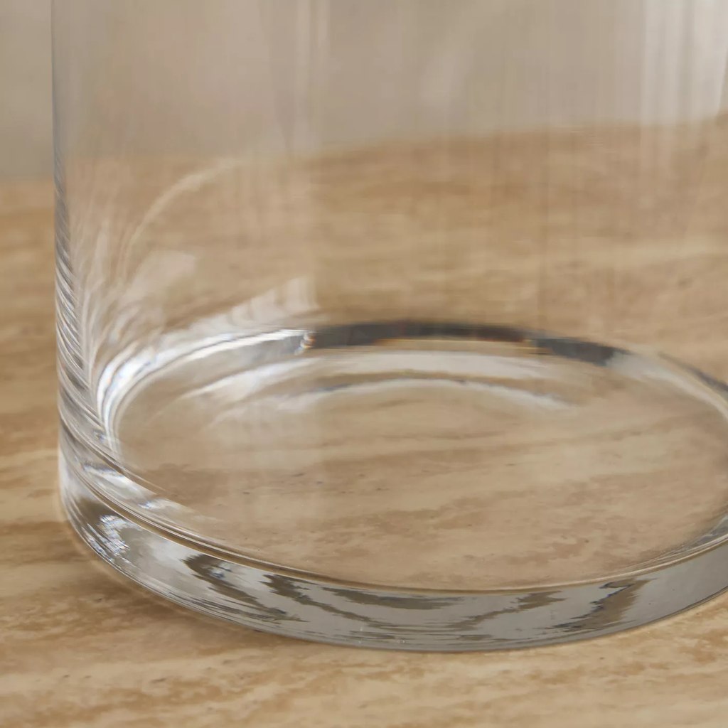 فازة زجاج شفاف بتصميم أسطواني الشكل مقاس 13 * 26 سم