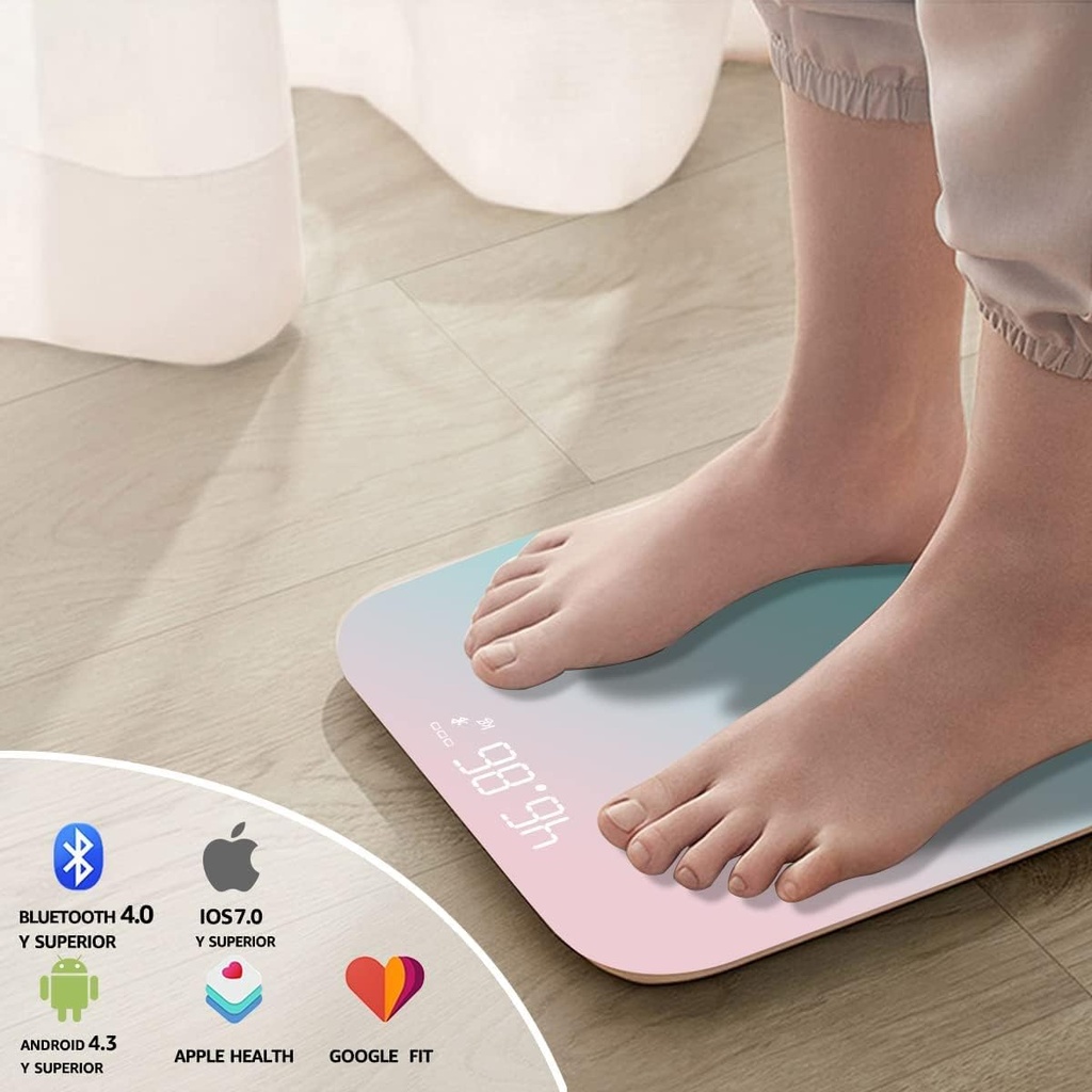 ميزان بلوتوث لقياس وزن الجسم ونسبة الدهون بشاشة ديجيتال