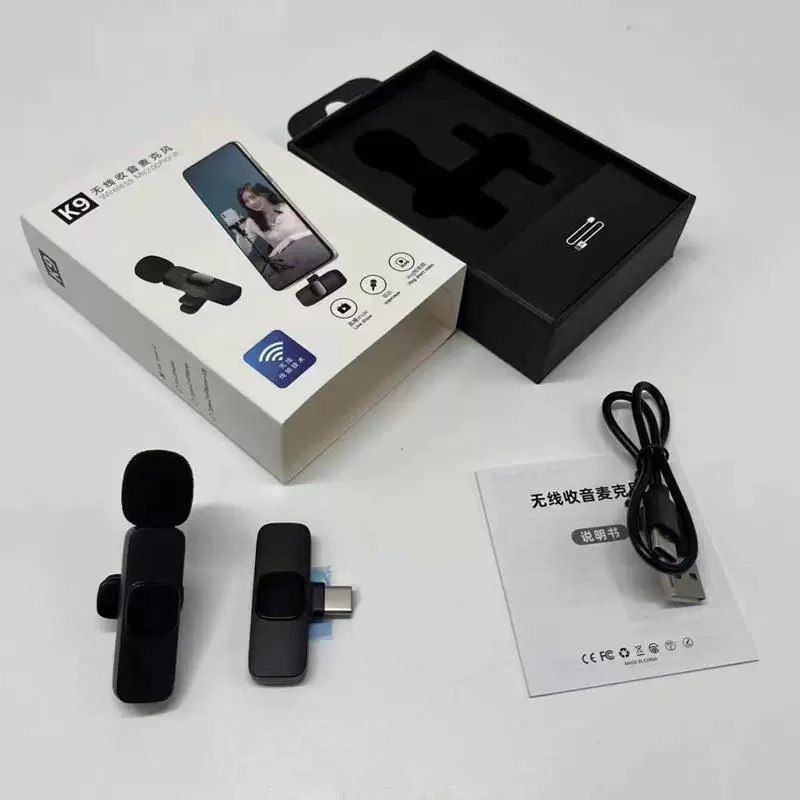 K9 ميكروفون  لاسلكي مانع للضوضاء لتصوير الفيديوهات والبث المباشر - تايب سي