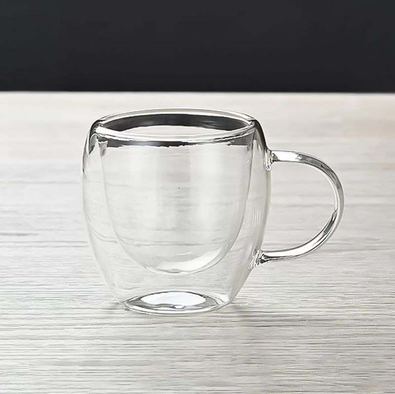 مج زجاج دبل شفاف 150 ملل لشرب وتقديم القهوة والعصائر