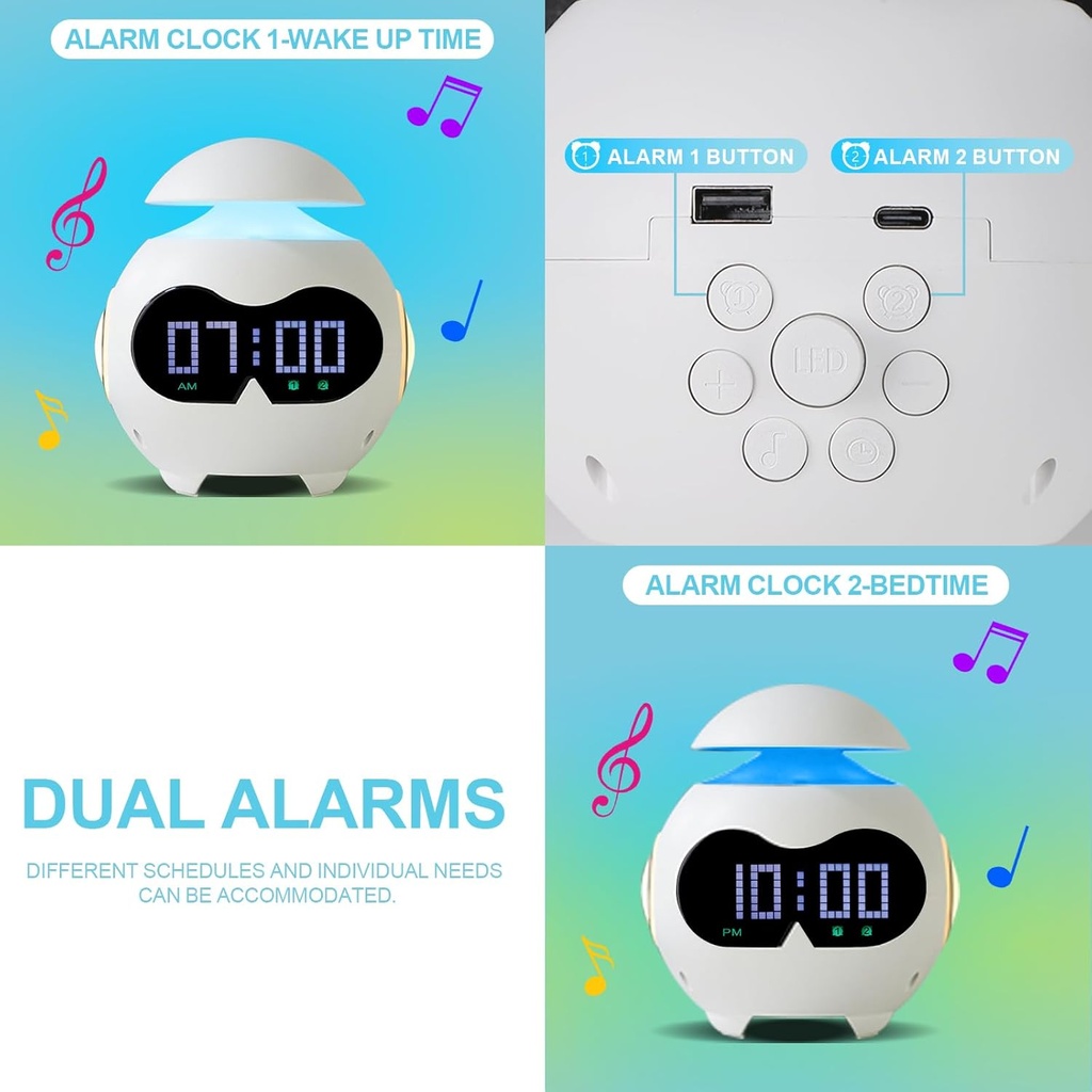 ساعة منبه بشاشة ليد مع اضاءة ليلية بتصميم روبوت