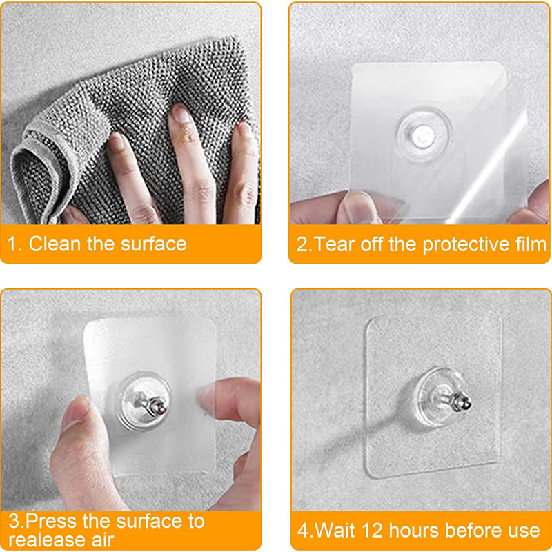 طقم  بديل للمسامير 4 قطع شفافة لتعليق أدوات الحمام والمطبخ