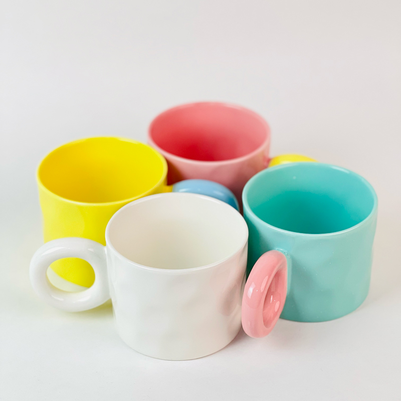 مج بورسلين بتصميم مموج ويد دائرية مناسب لشرب النسكافية والاتيه 350 ملي