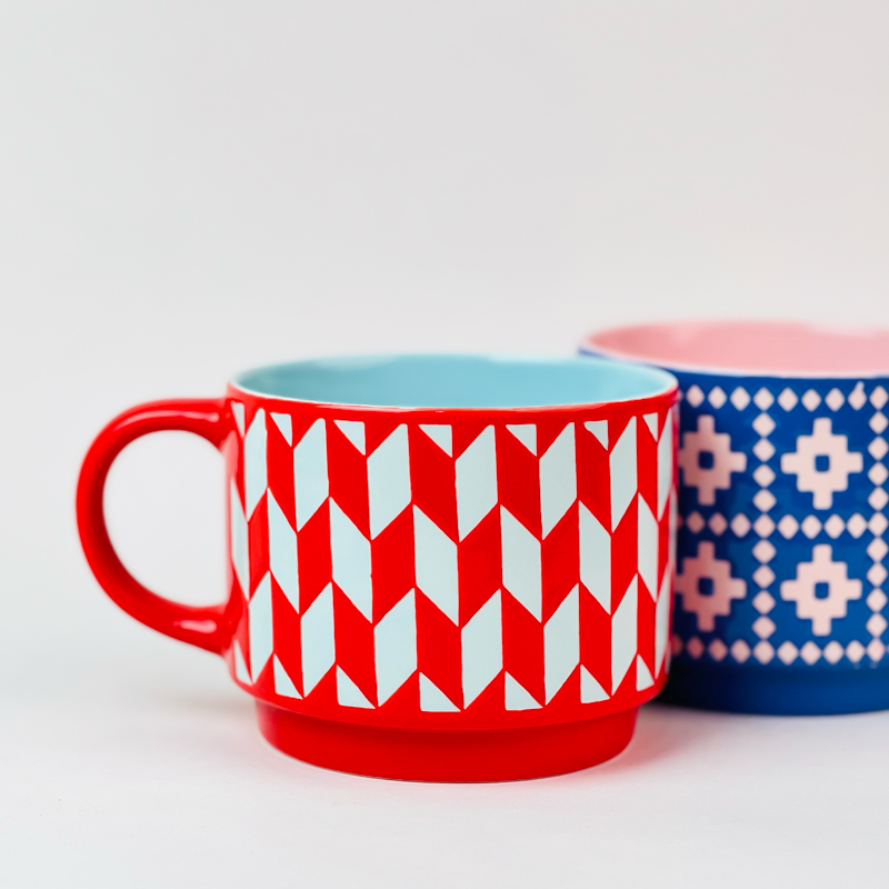 مج بورسلين مزخرف بتصميم مميز للمشروبات الساخنة و النسكافيه 350 ملي