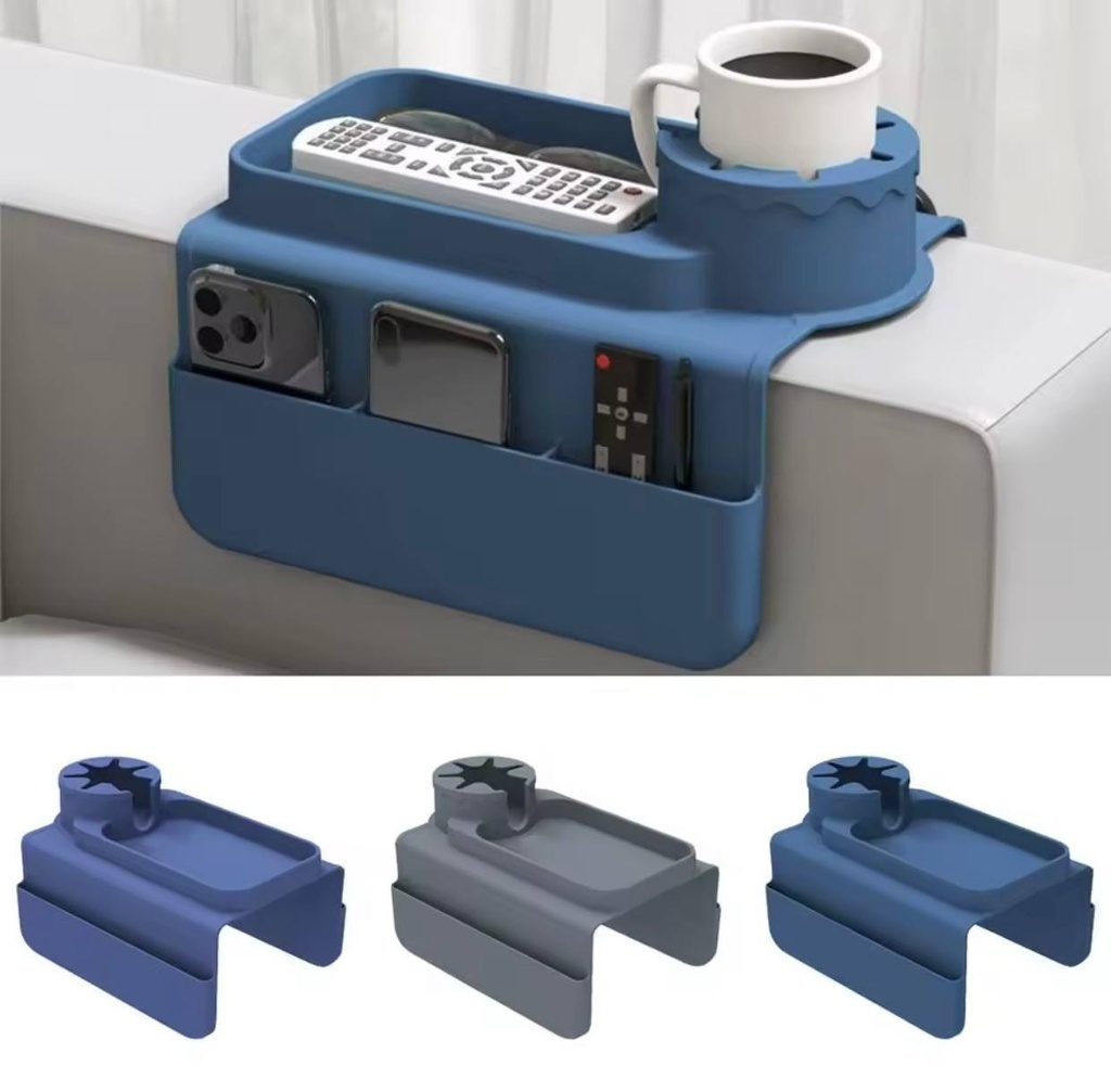 منظم مسند لذراع الكنبة من السيليكون مع جيوب اضافية للموبايل والريموت